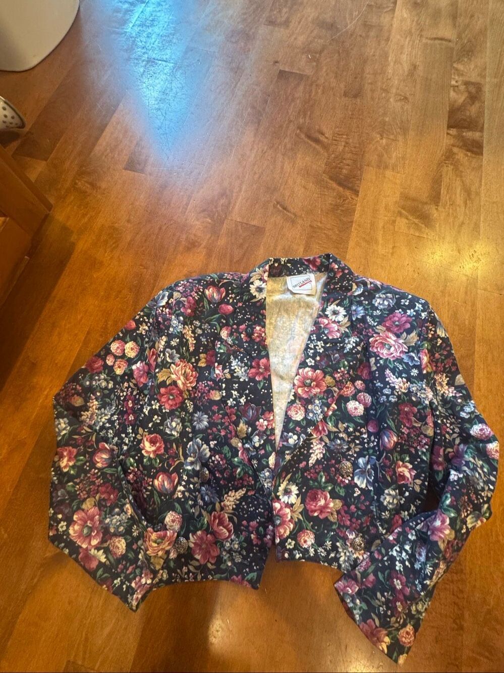 Vintage Britland Size Large Floral Cropped Blazer Jacket 80s 90s Cottagecore